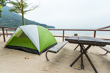 Image showing Tent besides beach