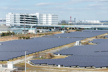 Image showing Solar panels in city