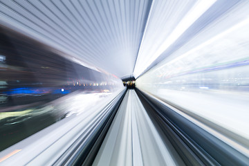 Image showing Urban train Speed motion in tunnel 