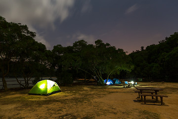 Image showing Camping at night