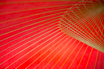 Image showing Bamboo umbrella in red colour