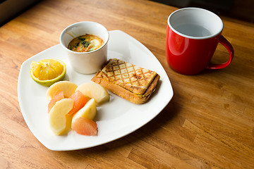 Image showing Breakfast with cup of water