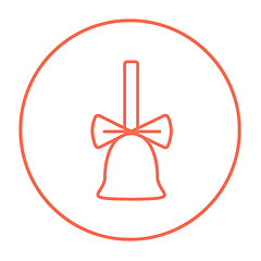 Image showing School bell with ribbon line icon.