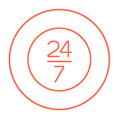 Image showing Open 24 hours and 7 days in wheek sign line icon.