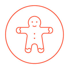 Image showing Gingerbread man line icon.