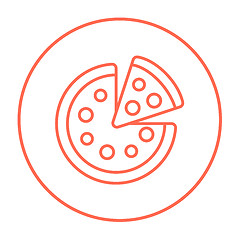 Image showing Whole pizza with slice line icon.