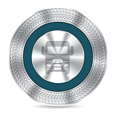 Image showing Cool truck badge with debossed tire tracks