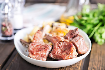 Image showing Rack of lamb fried with aromatic olive oil