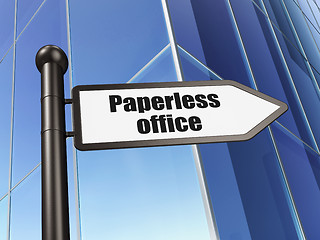 Image showing Finance concept: sign Paperless Office on Building background