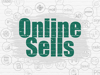 Image showing Marketing concept: Online Sells on wall background