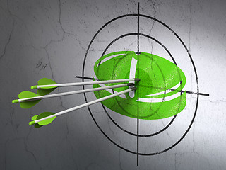 Image showing Health concept: arrows in Pill target on wall background