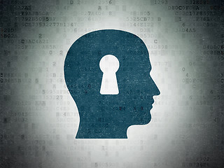 Image showing Business concept: Head With Keyhole on Digital Paper background