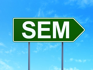 Image showing Marketing concept: SEM on road sign background