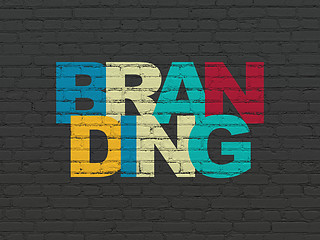 Image showing Marketing concept: Branding on wall background