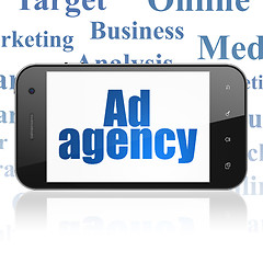 Image showing Marketing concept: Smartphone with Ad Agency on display