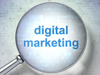 Image showing Marketing concept: Digital Marketing with optical glass