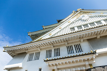 Image showing Traditional Osaka castle with clear blue sky