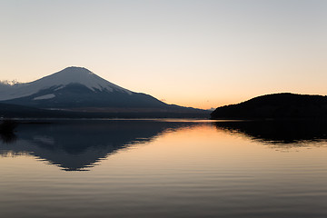 Image showing Mount fuji at Lake Yamanaka during sunset