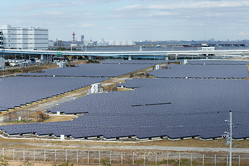 Image showing Solar power station in industrial city