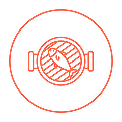 Image showing Fish on grill line icon.