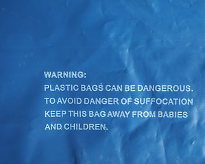 Image showing Danger of suffocation warning sign