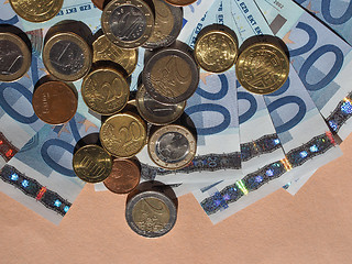 Image showing Euro coins and notes