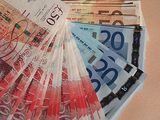 Image showing Euro and Pounds notes