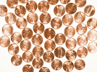 Image showing  Dollar coins 1 cent wheat penny vintage