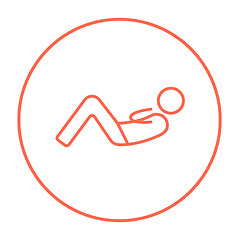 Image showing Man doing abdominal crunches line icon.