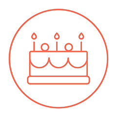 Image showing Birthday cake with candles line icon.