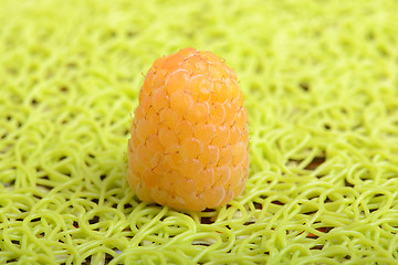 Image showing Amazing detail of ripe orange raspberries