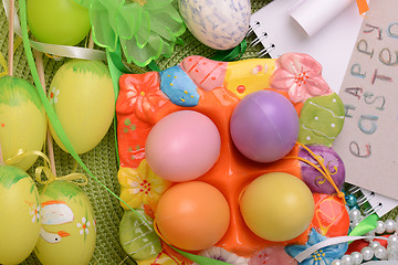 Image showing Easter background with Easter eggs