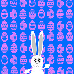 Image showing Greeting Card with  White Easter Rabbit.