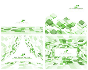 Image showing Set of 4 Checkered Green Background