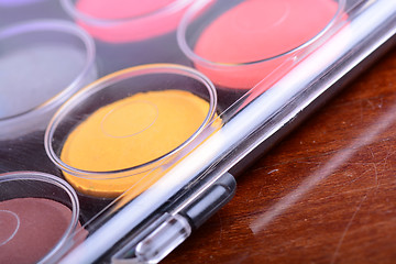 Image showing watercolor paints palette close up