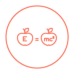 Image showing Two apples with formulae line icon.