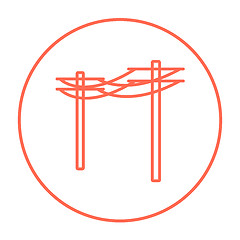 Image showing High voltage power lines line icon.