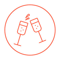 Image showing Two glasses of champaign line icon.