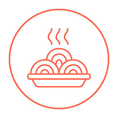 Image showing Hot meal in plate line icon.