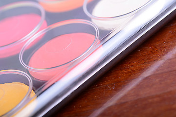 Image showing watercolor paints palette close up