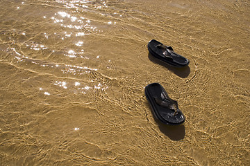 Image showing Sandals in the water