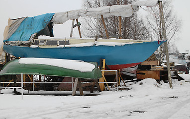 Image showing  Winter boat parking