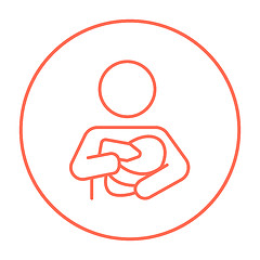 Image showing Woman nursing baby line icon.