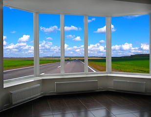 Image showing plastic window overlooking the motor highway