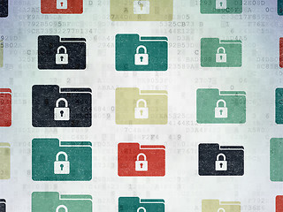 Image showing Business concept: Folder With Lock icons on Digital Paper background