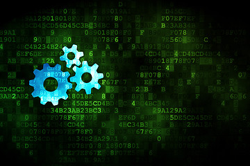 Image showing Web development concept: Gears on digital background