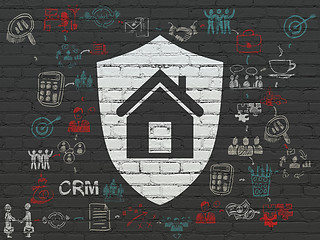 Image showing Business concept: Shield on wall background