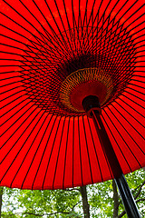 Image showing Red oriental paper umbrella 