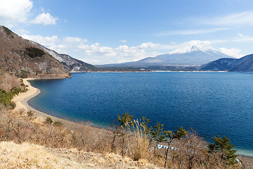 Image showing Lake Motosu and Mt. Fuji in Japan