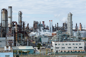 Image showing Industrial plant with smoke from the chimney